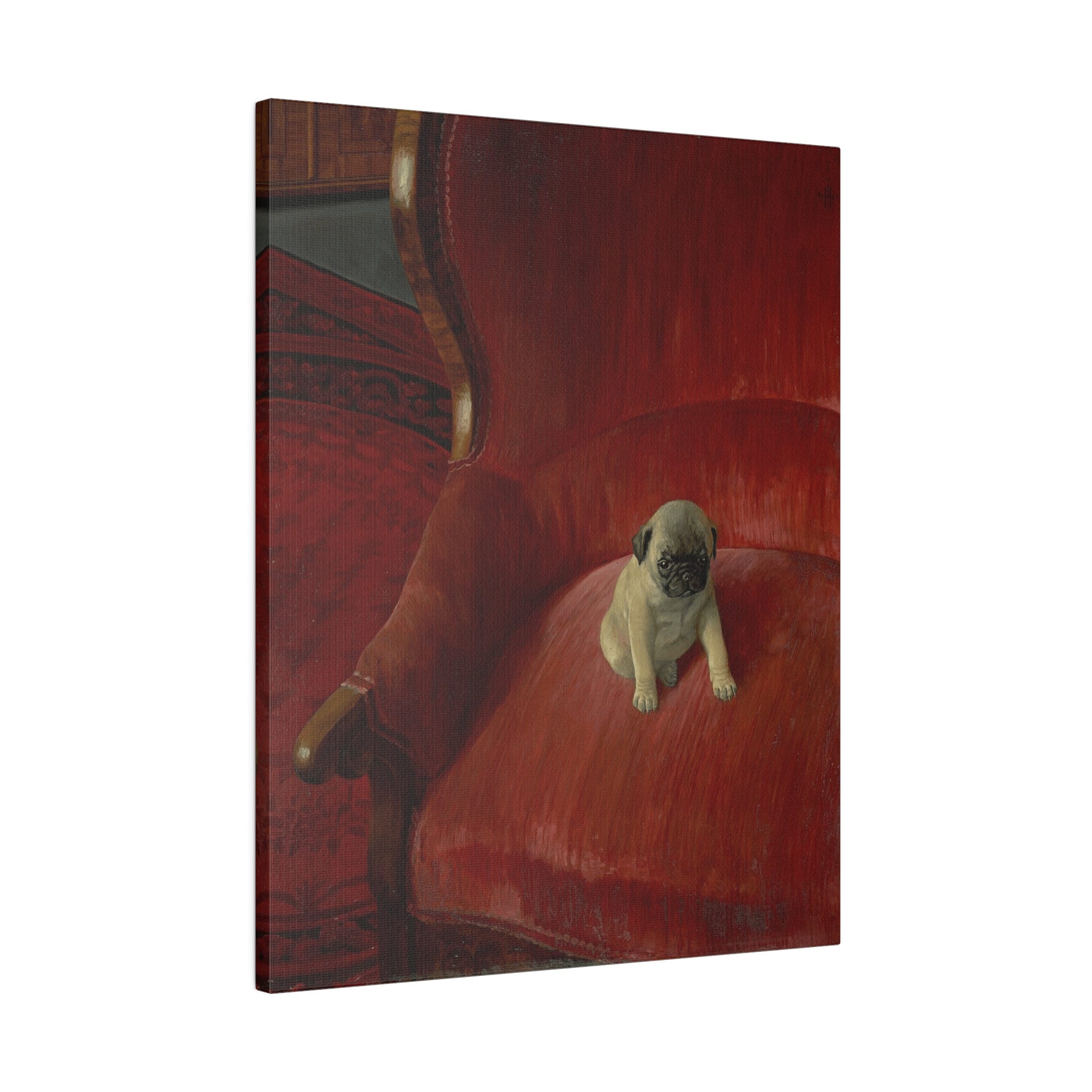 Thomas Heine Siegfried Canvas Print, French Bulldog on Red Chair, Jugendstil Inspired Canvas Art, Perfect Gift for Dog Lovers