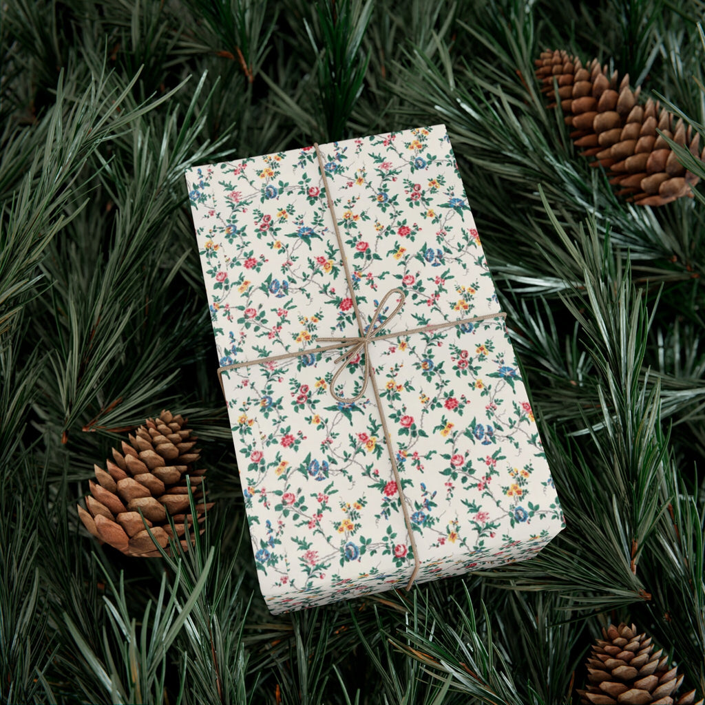 Elegant Wildflower Gift Wrap, Soft Beige Floral Wrapping Paper, Perfect for All Occasions, Eco Friendly Present