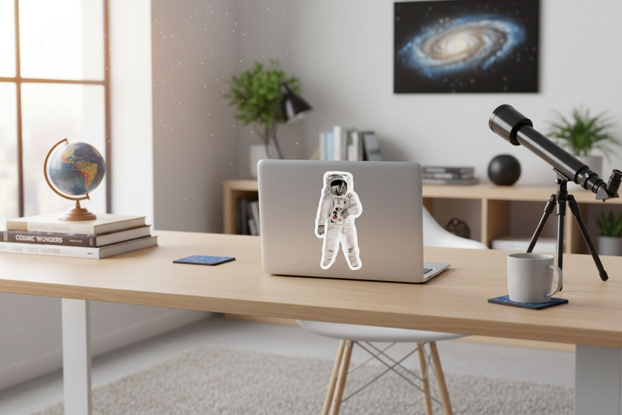American Astronaut Sticker - Space Enthusiast Gift, Cosmic Decor, Outer Space Laptop Decal, NASA Theme Vinyl Sticker