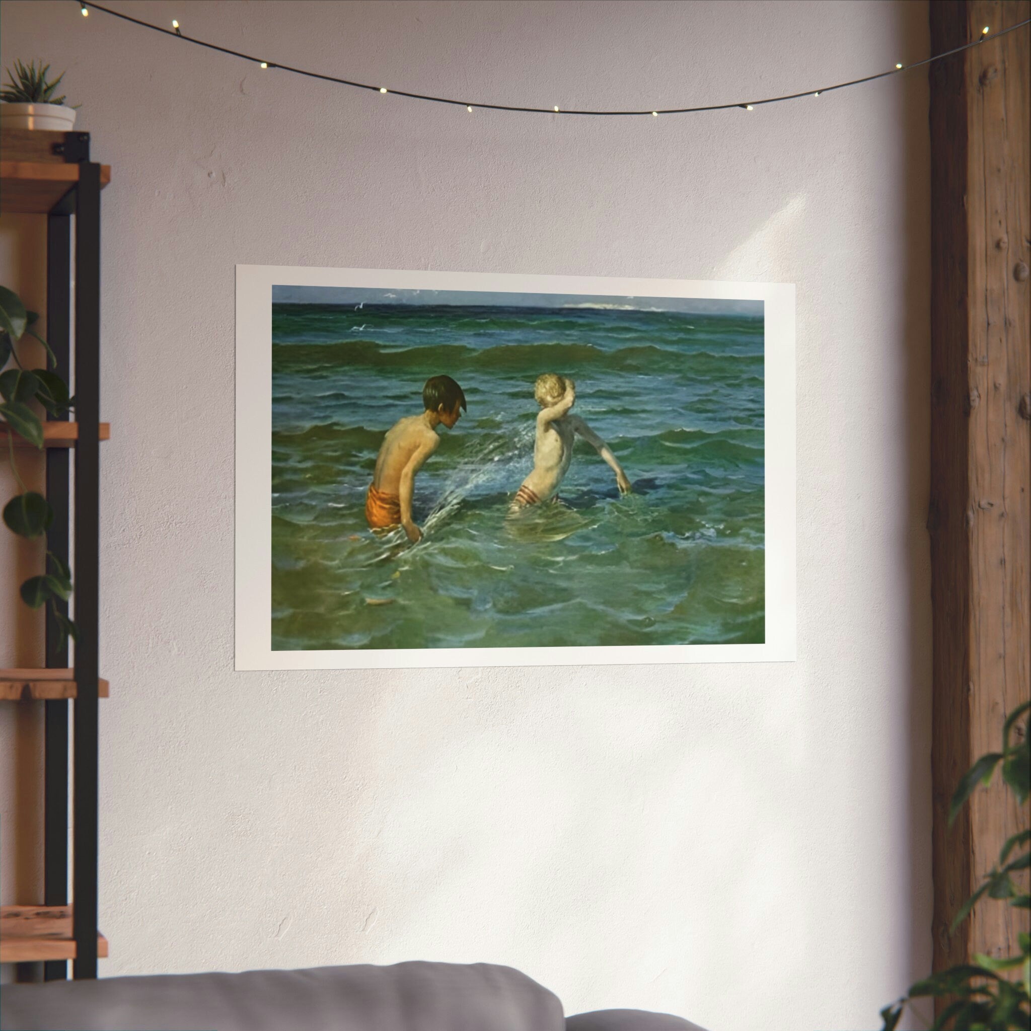 Virginie Demont-Breton Mousse et Terrien Coastal Art Poster, Sea Play Print, Rare Artistic Find