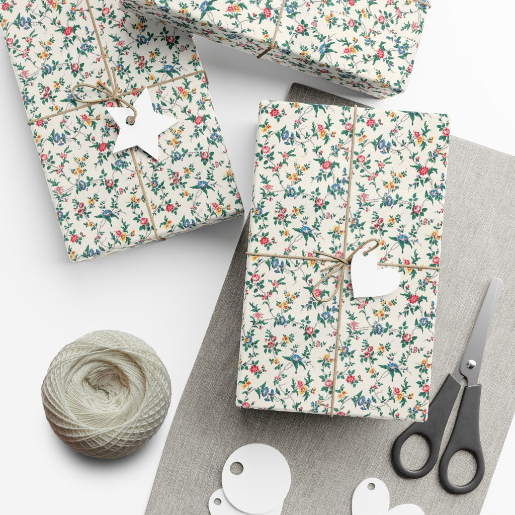 Elegant Wildflower Gift Wrap, Soft Beige Floral Wrapping Paper, Perfect for All Occasions, Eco Friendly Present