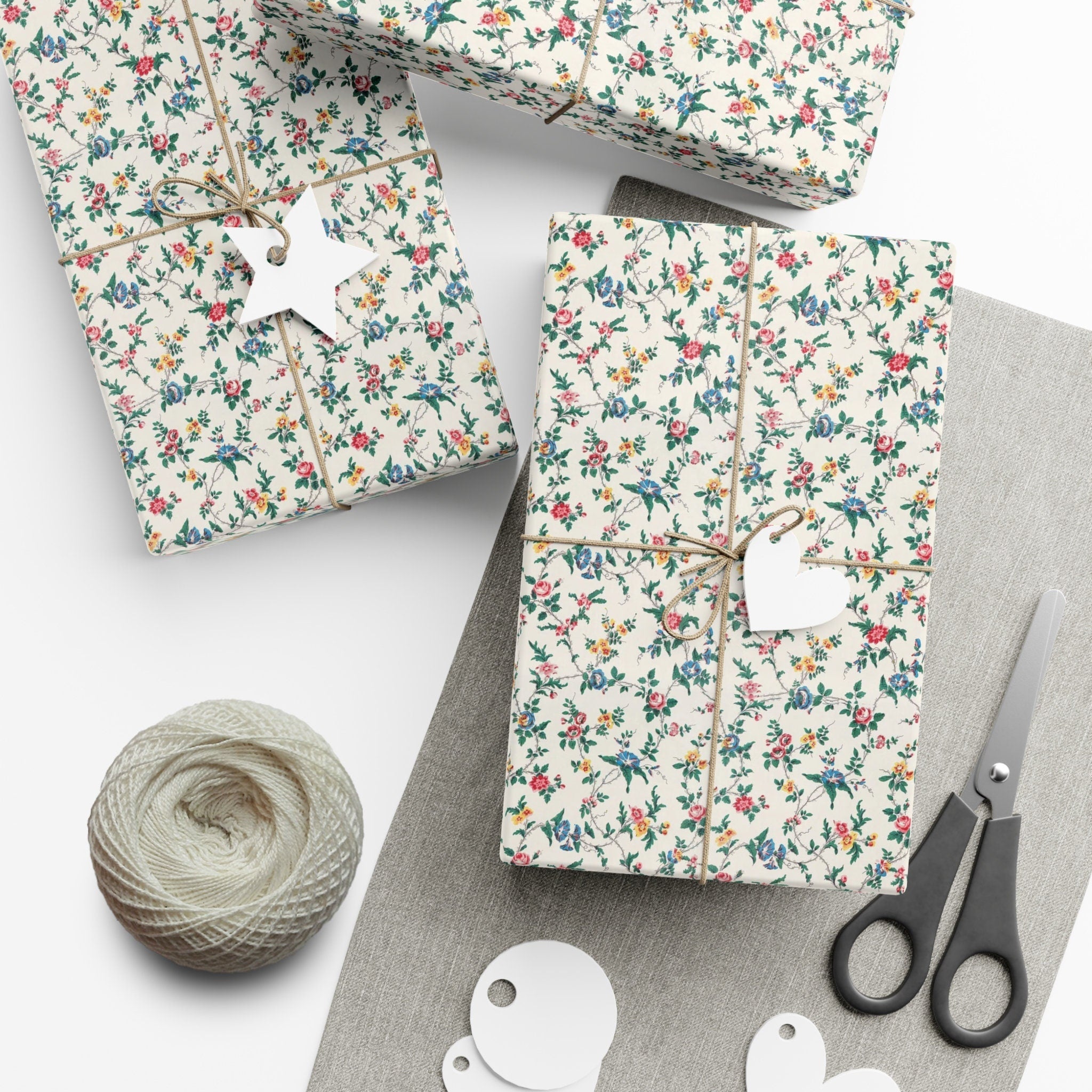 Elegant Wildflower Gift Wrap, Soft Beige Floral Wrapping Paper, Perfect for All Occasions, Eco Friendly Present
