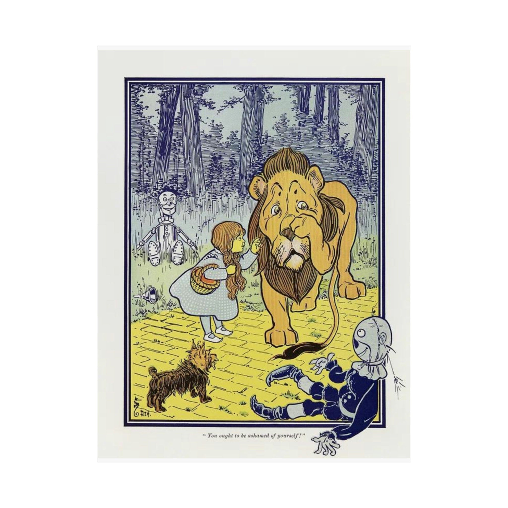 Vintage Print, Dorothy Meets Cowardly Lion, Classic Wizard of Oz Illustration, Gift for Kids and Literary Wall Art