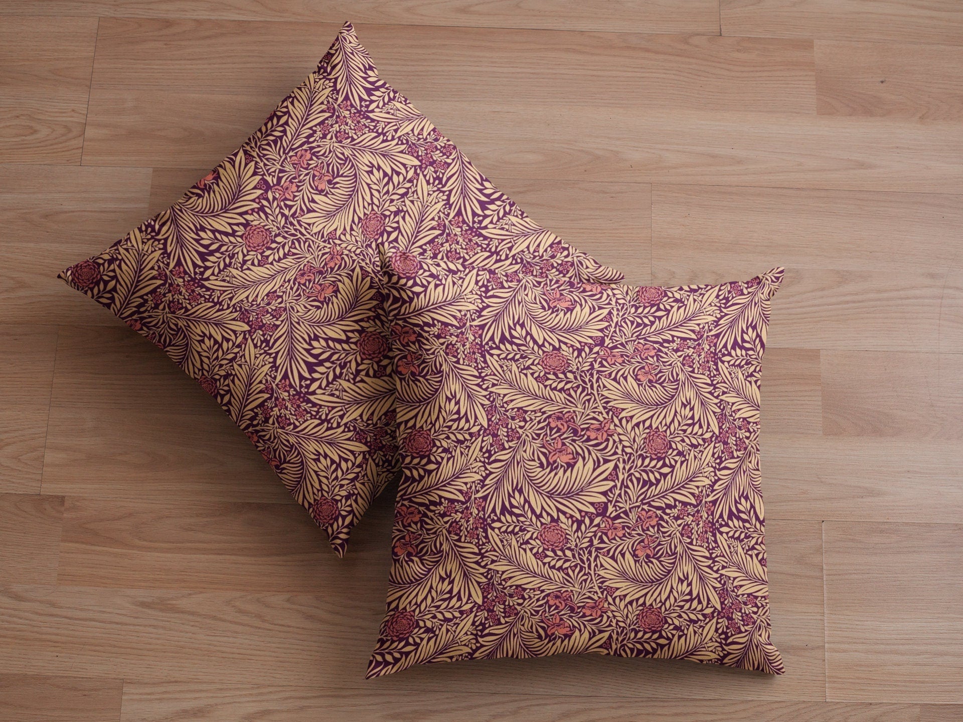 William Morris Larkspur Berry Pillow, Trendy Color Home Accent, Artistic Double Sided Floral Cushion