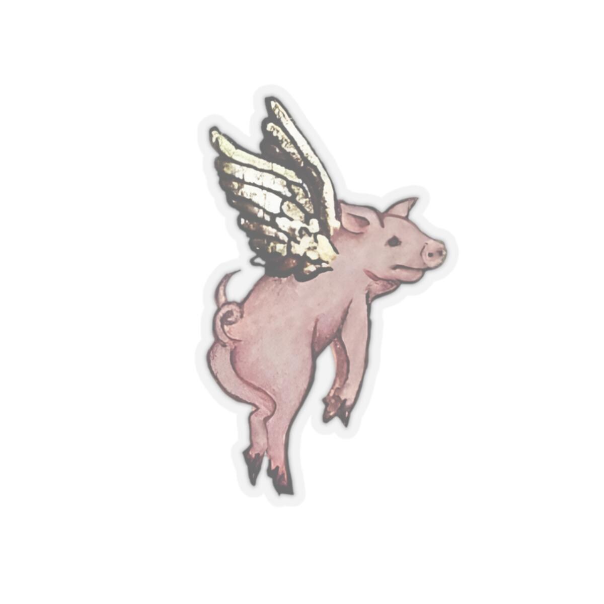 Medieval Flying Pig Vinyl Sticker | Fantasy Art Decal for Laptop, Water Bottle & Journal