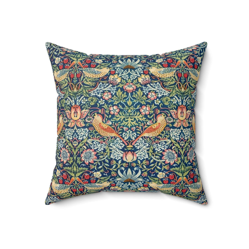 William Morris Strawberry Thief Pillow, Classic Arts and Crafts Design, Decorative Double Sided Cushion