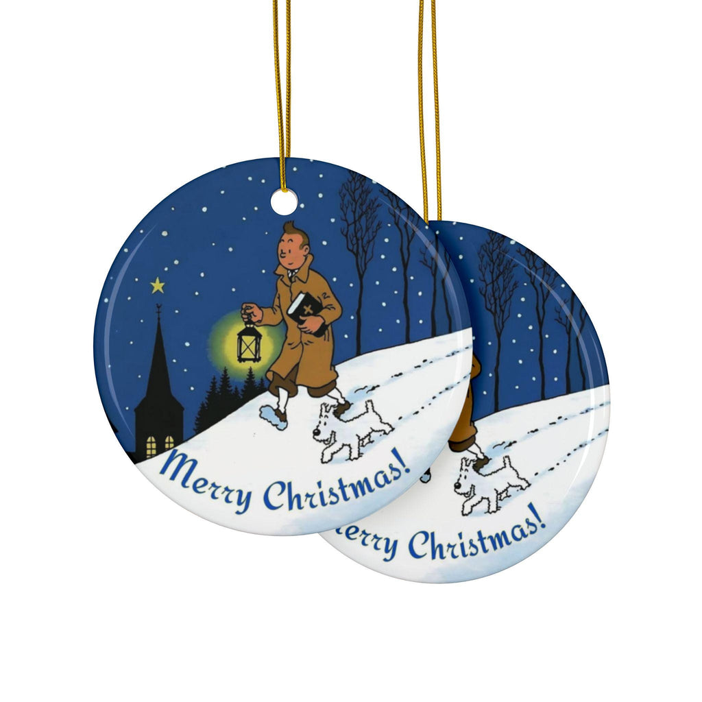 Adventures of Tintin Snowy Ornament,Ceramic Ornaments, Christmas Tree Decor, Holiday Gift, Christian Religious, Retro Nostalgic, Classic TV