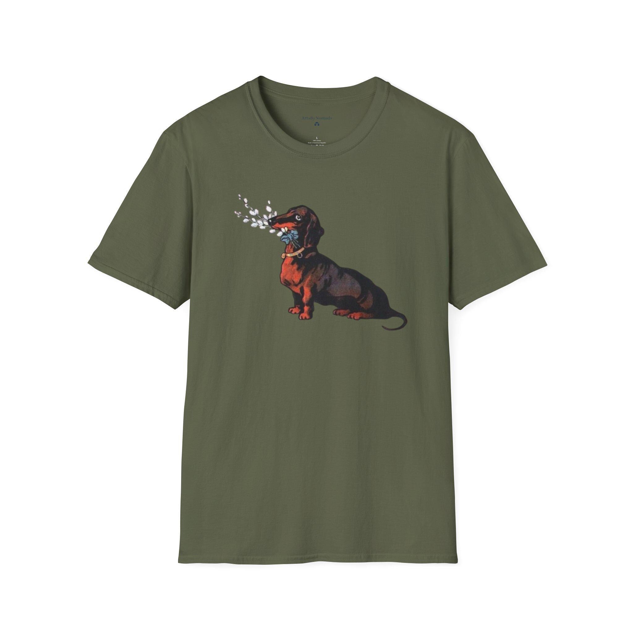 Vintage Dachshund Dog Unisex Softstyle T-Shirt, Cute Pet Lover Tee, Retro Animal Graphic Top, Gift for Dog Owners, Dog Mom Dad Shirt