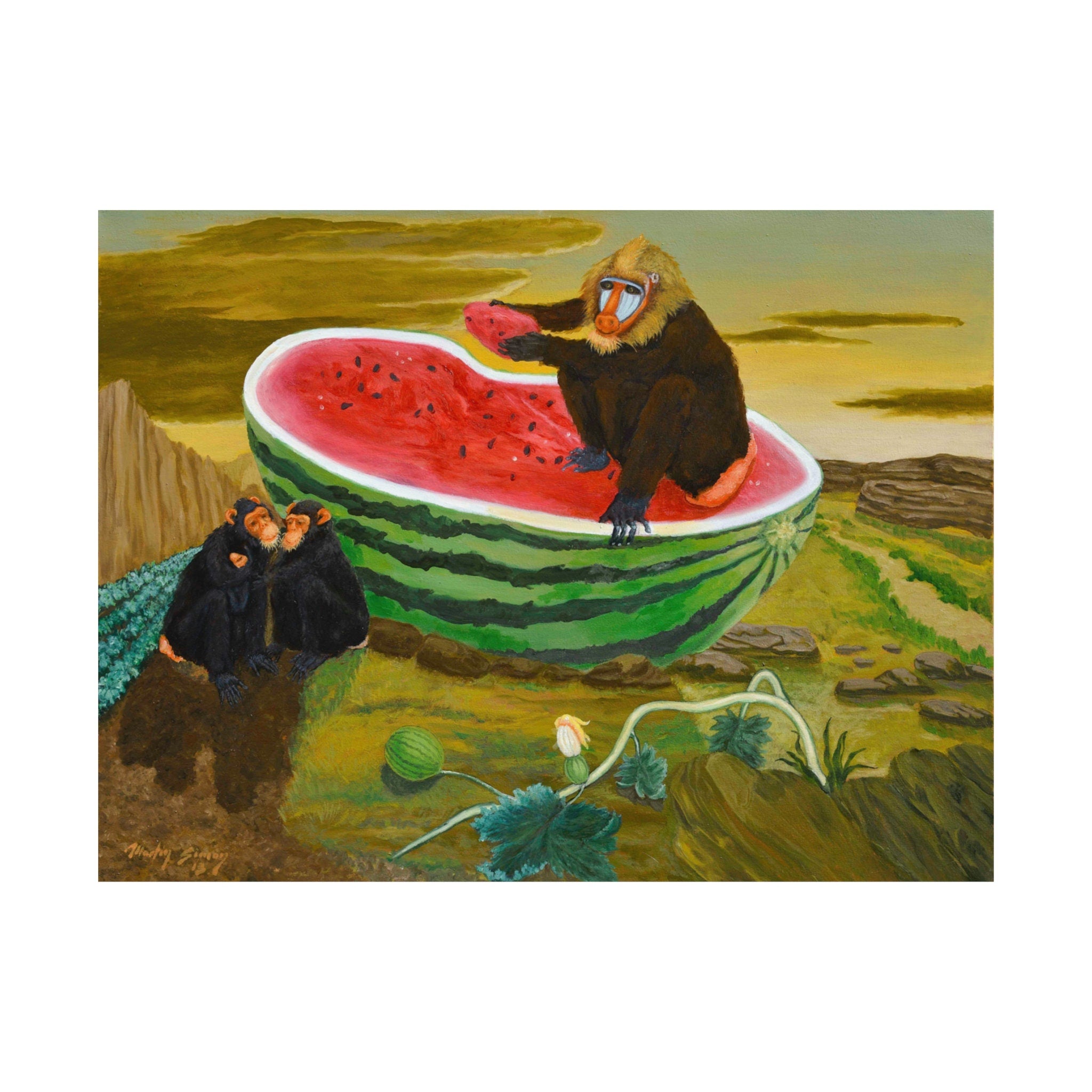 Modern Art Print, Mandril en Agape by Jose de Martin Simon, Contemporary Home Decor