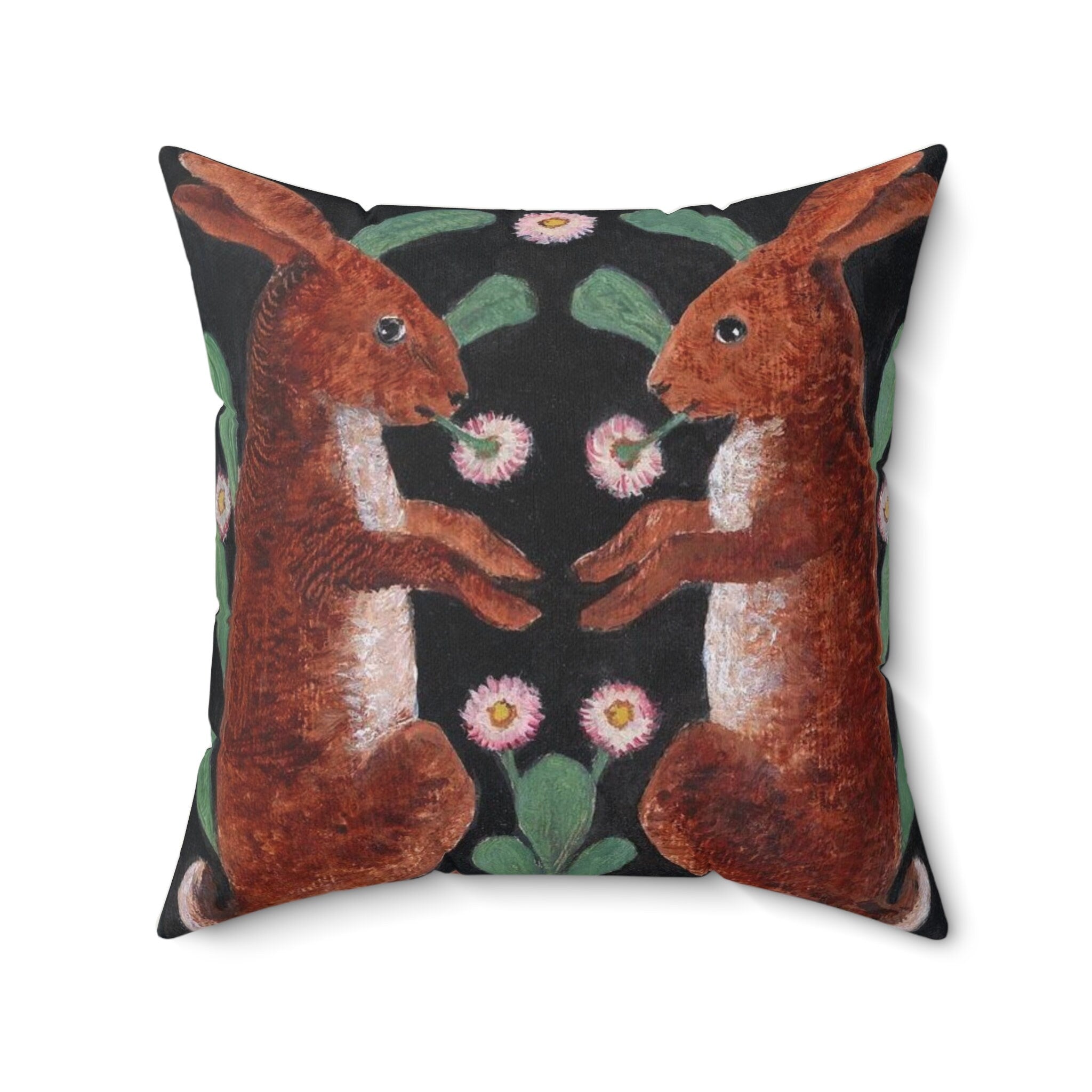 William Bell Scott 'Two Hares' Art Pillow, Elegant Vintage Cottagecore Decor, Ideal for Easter and Home Gift