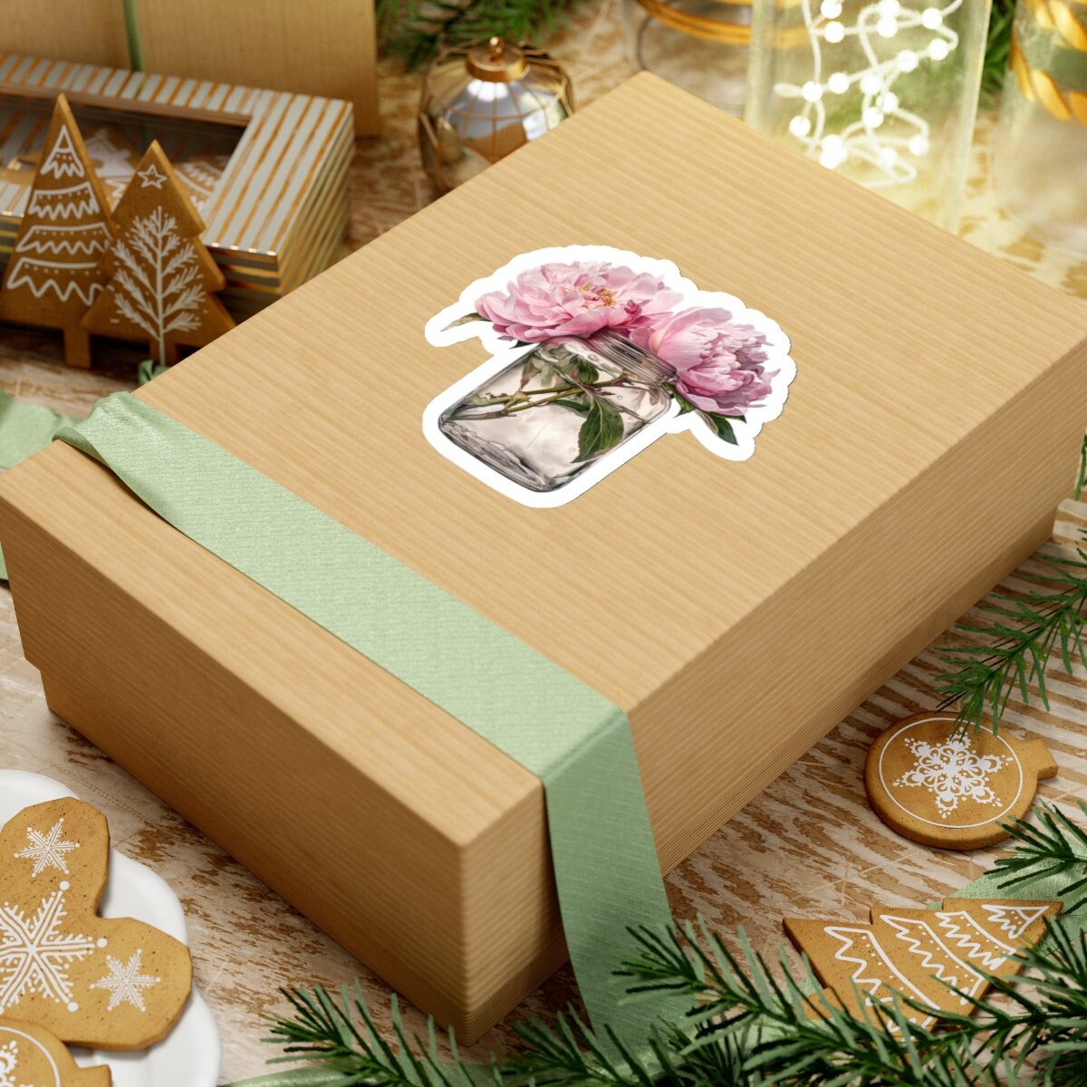 Flower Sticker, Pink Peonies, Vinyl Decal for School and University Stationery, Girly Gift, Sophisticated and Elegant