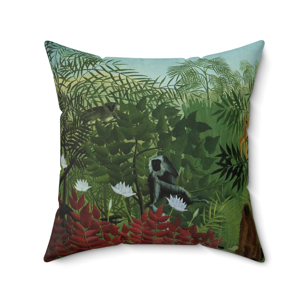Henri Rousseau Pillow Tropical Forest with Apes and Snake, Art Lover's Home Decor, Artistic Square Throw Cushion, Perfect Decor Gift