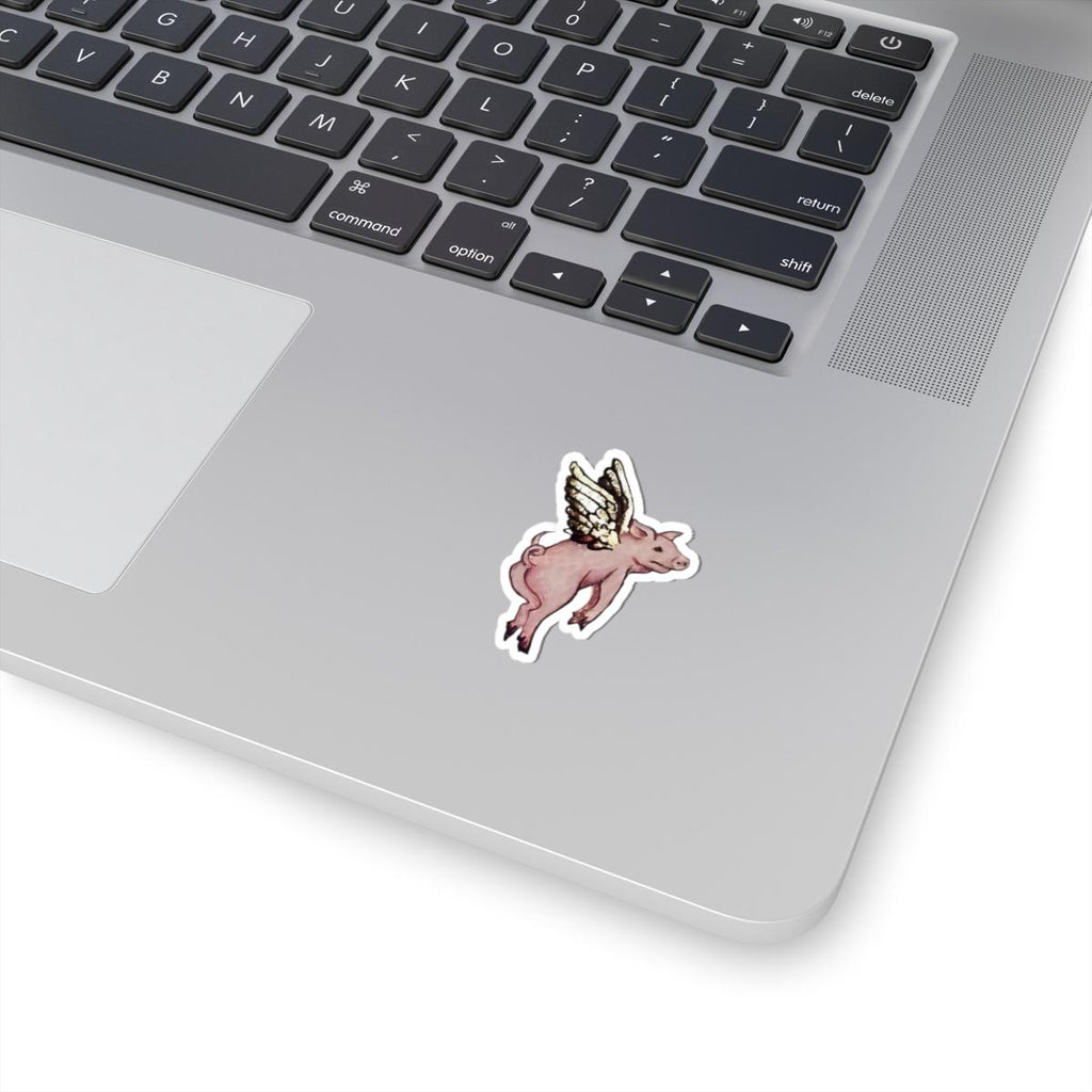 Medieval Flying Pig Vinyl Sticker | Fantasy Art Decal for Laptop, Water Bottle & Journal