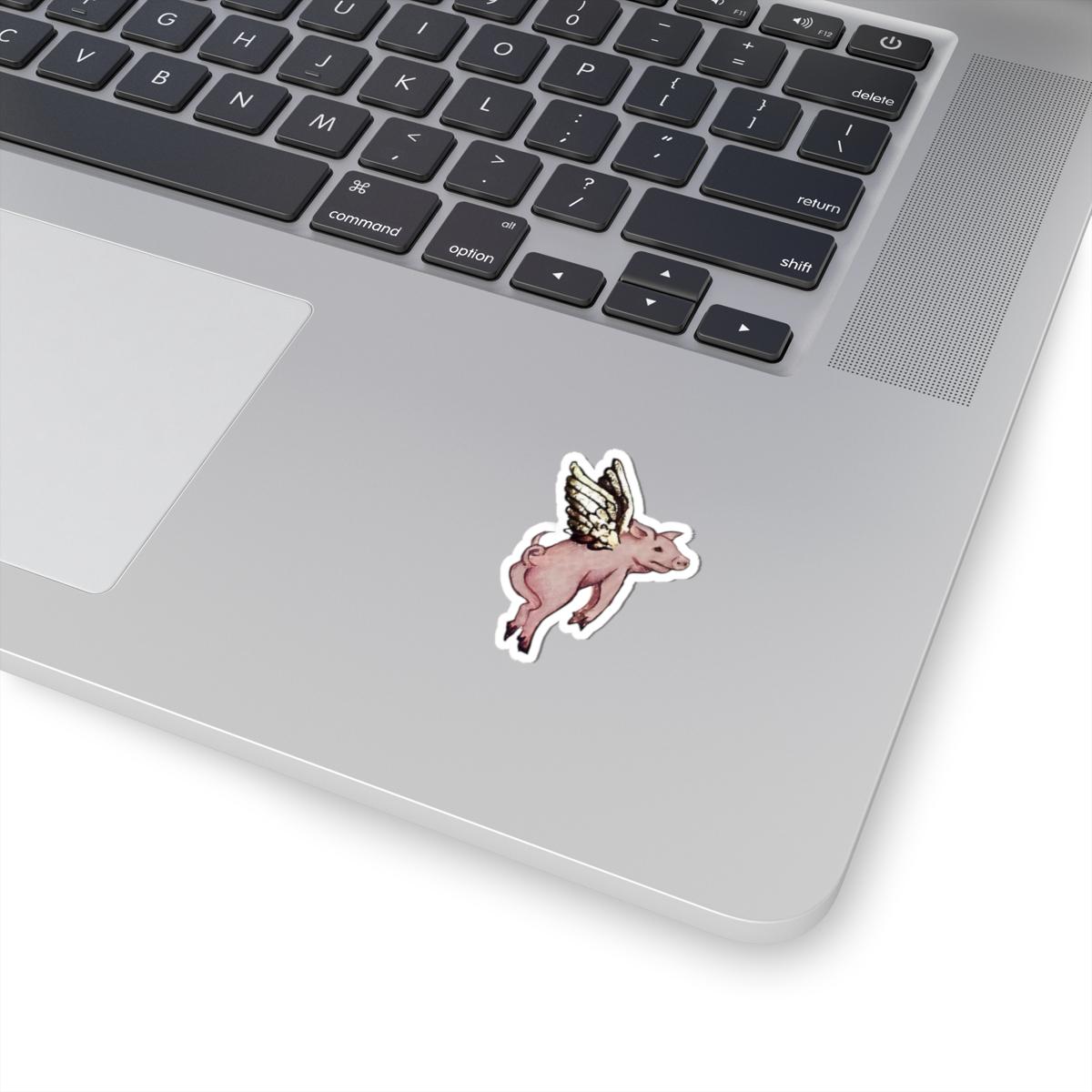 Medieval Flying Pig Vinyl Sticker | Fantasy Art Decal for Laptop, Water Bottle & Journal