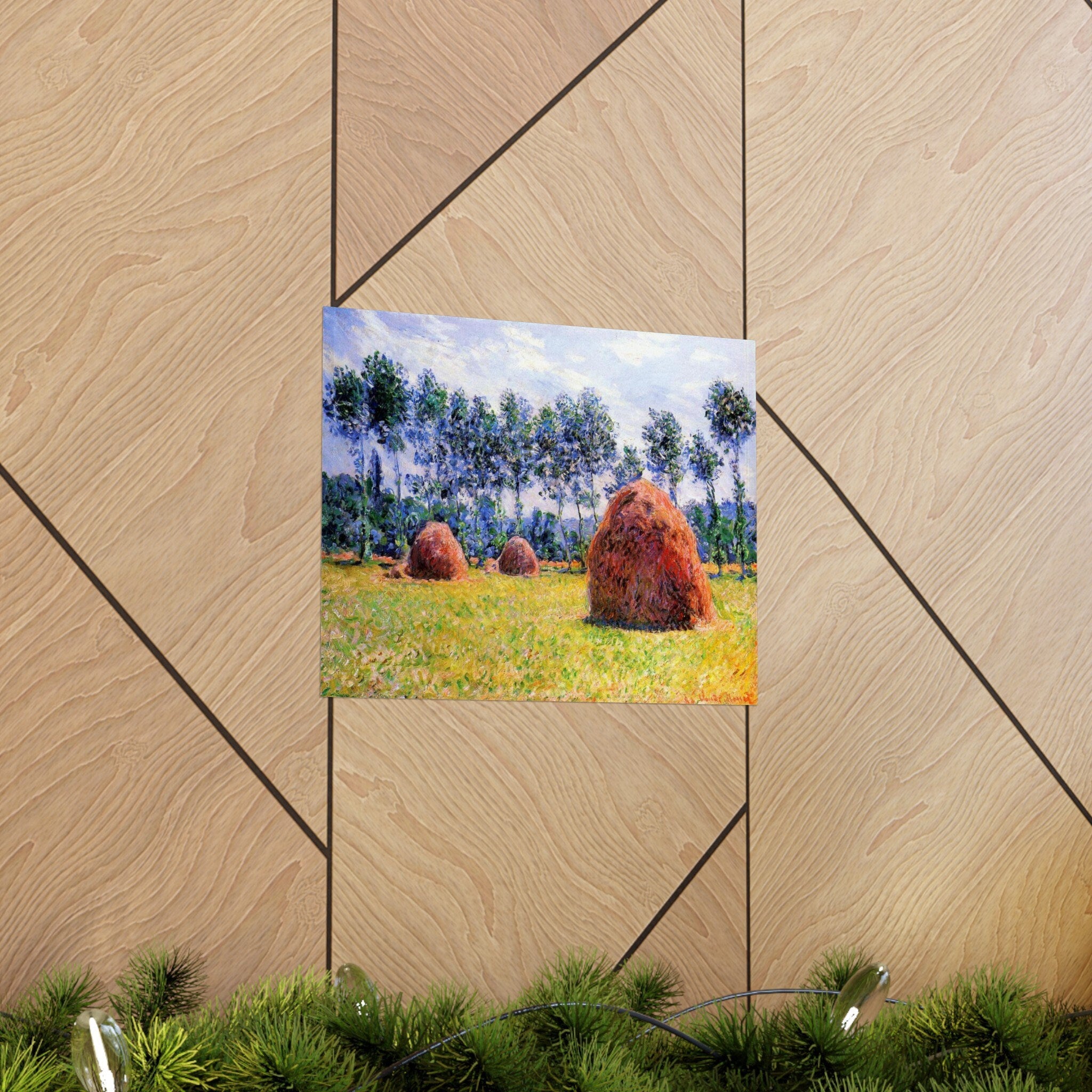 Claude Monet Haystacks at Giverny Print, Impressionist Landscape Poster, Premium Matte Wall Art for Home Decor
