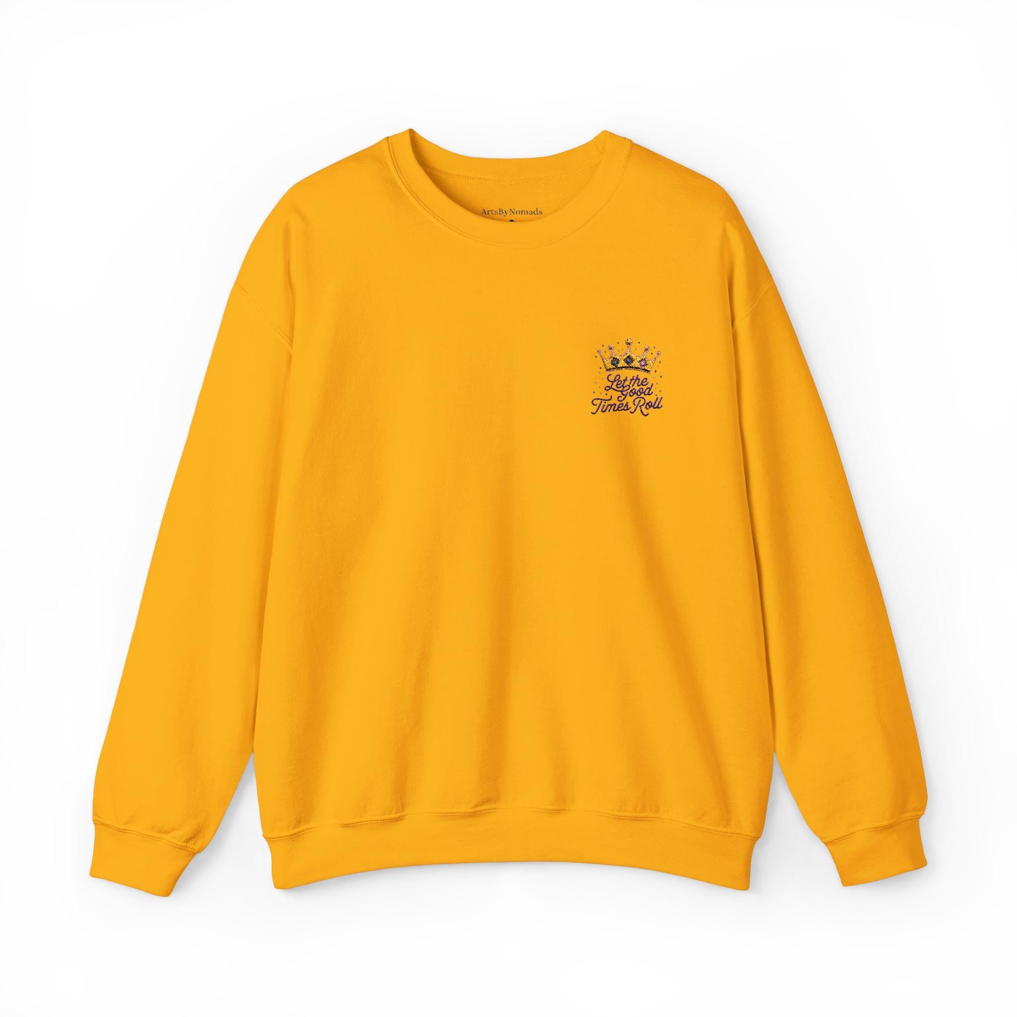 Mardi Gras Crown Embroidered Sweatshirt, Let the Good Times Roll, Unisex Jumper, Stylish Cursive Font, Heavy Blend Crewneck, Minimalist