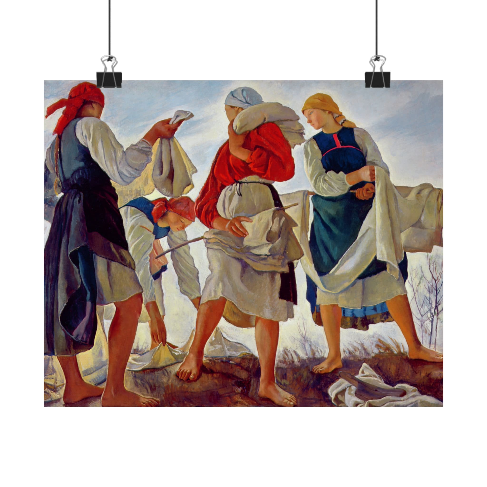 Zinaida Serebriakova Print Bleaching Cloth, Whitening Canvas, Classic Russian Painting Wall Decor Fine Art Reproduction