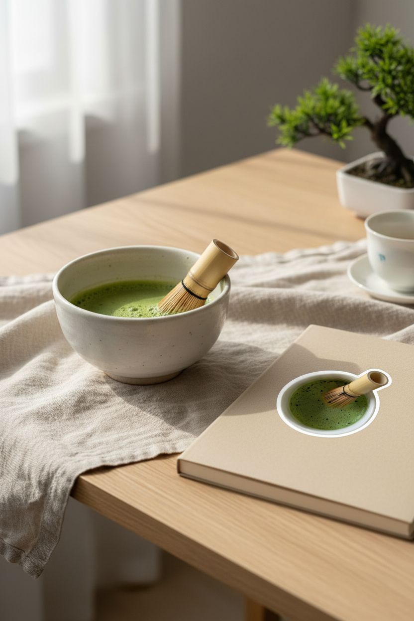 Matcha Whisk Vinyl Sticker | Realistic Matcha Tea Decal for Laptop, Water Bottle & Journal