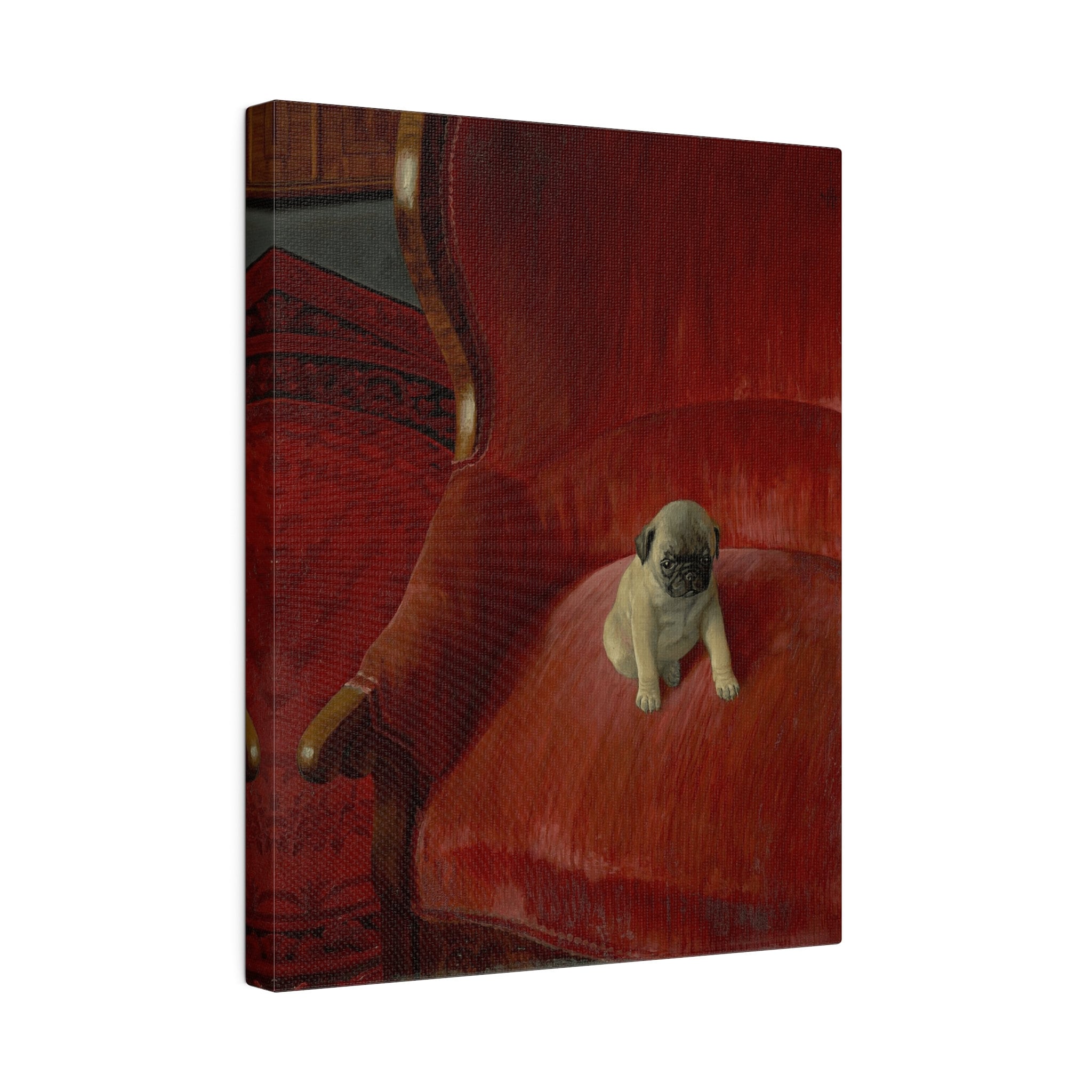 Thomas Heine Siegfried Canvas Print, French Bulldog on Red Chair, Jugendstil Inspired Canvas Art, Perfect Gift for Dog Lovers