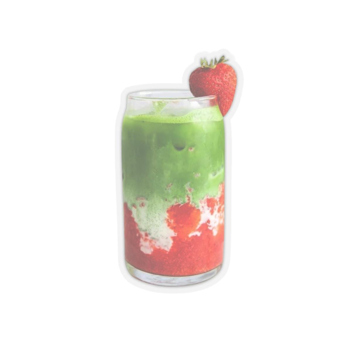 Strawberry Matcha Latte Vinyl Sticker | Cute Drink Decal for Laptop, Water Bottle, Journal & Planner