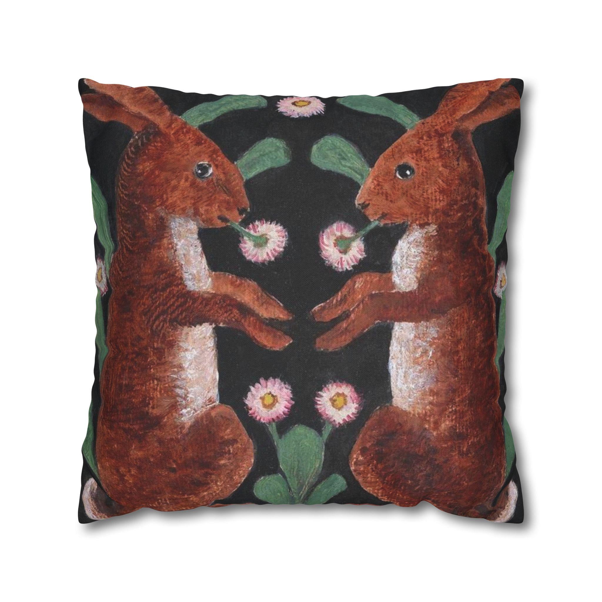 William Bell Scott 'Two Hares' Art Pillow Case, Cottagecore Decor, Ideal Easter and Housewarming Gift
