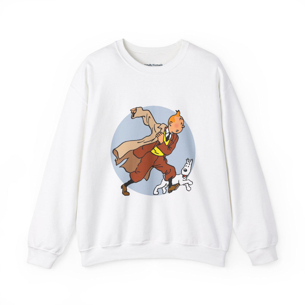 The Adventures of Tintin Crewneck Sweatshirt, Eco-Friendly Animation Attire, Childhood Nostalgia Gift, Sustainable Jumper, Multiple Colors