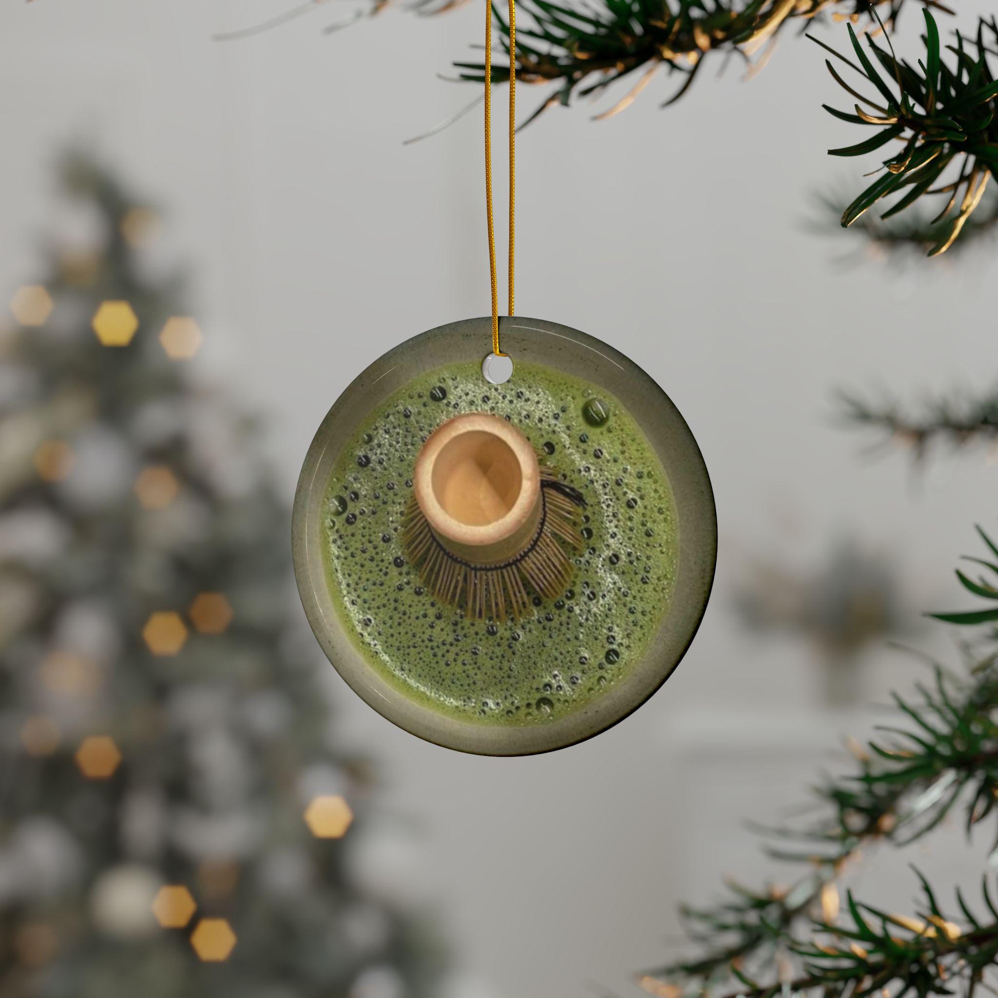 Matcha Ornament, Double Sided Holiday Decor for Matcha Green Tea Lovers and Enthusiasts, Christmas Tree Decoration, Best Gift - Flat Surface