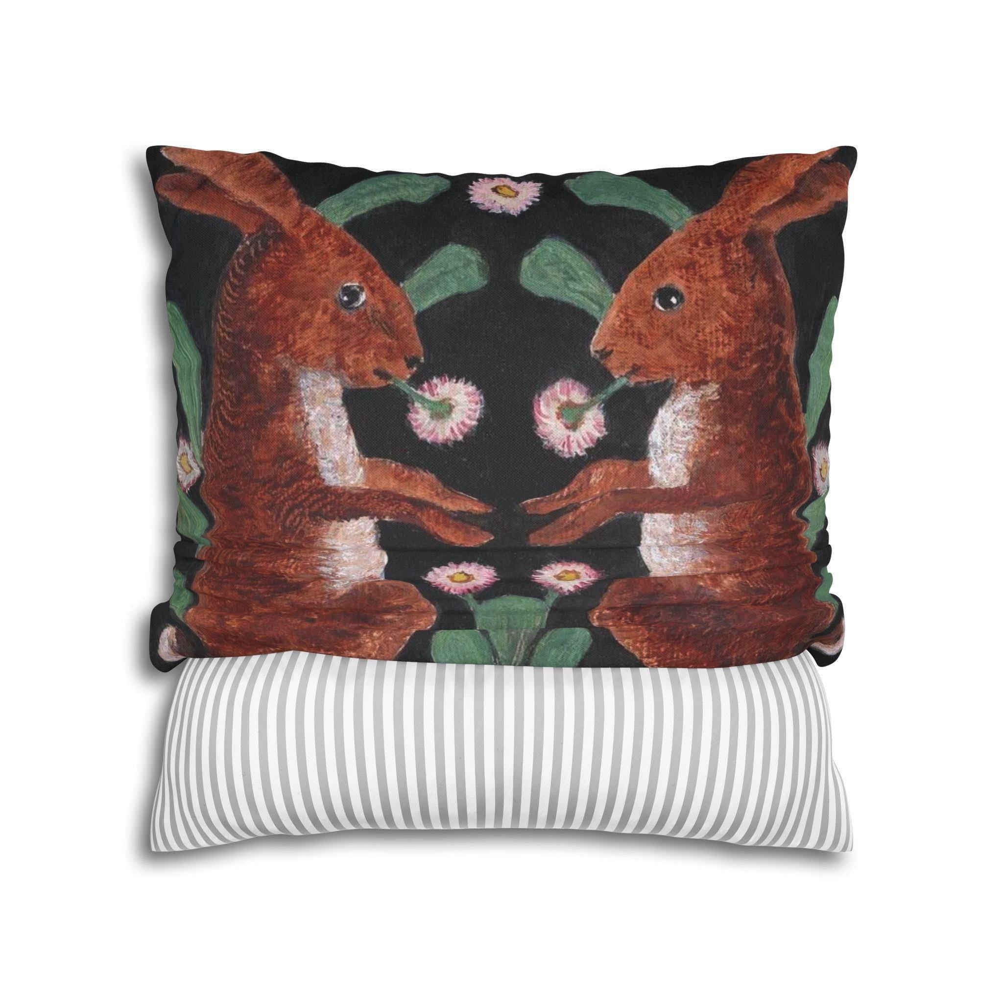 William Bell Scott 'Two Hares' Art Pillow Case, Cottagecore Decor, Ideal Easter and Housewarming Gift