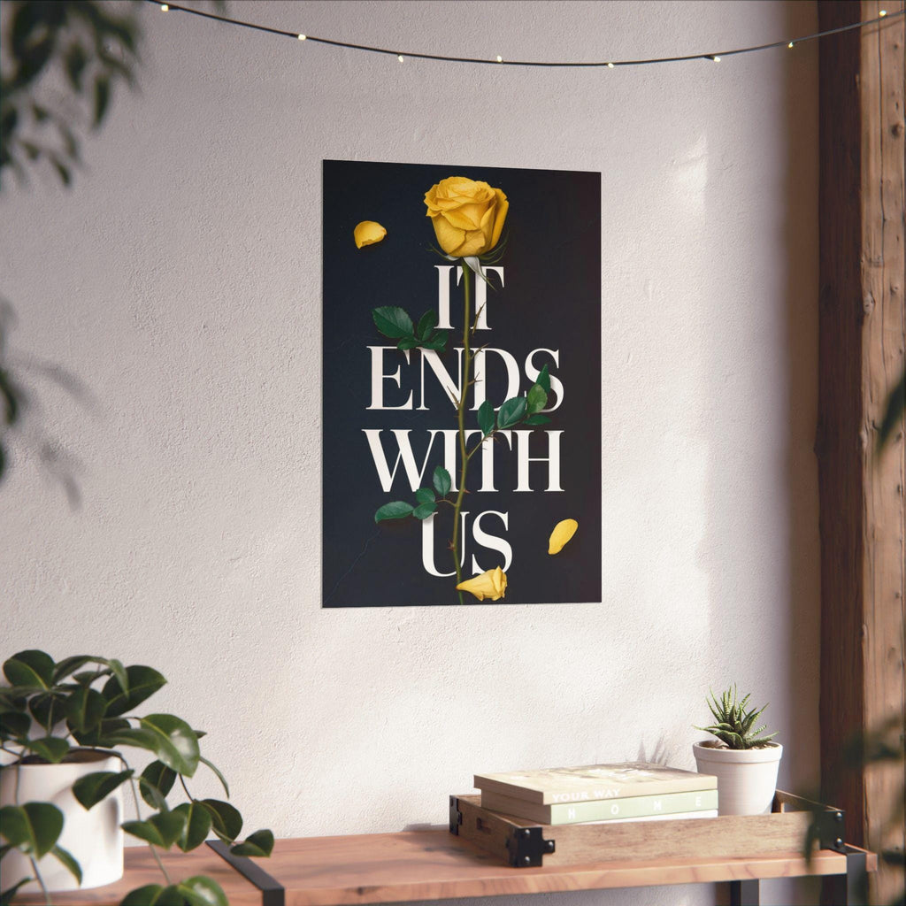 It Ends With Us Book Cover Poster - Yellow Rose & Thorns Illustration - Colleen Hoover Art Print - Gift for Readers