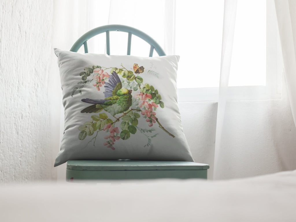 Renaissance Floral Bird Throw Pillow – Double-Sided Art Decor