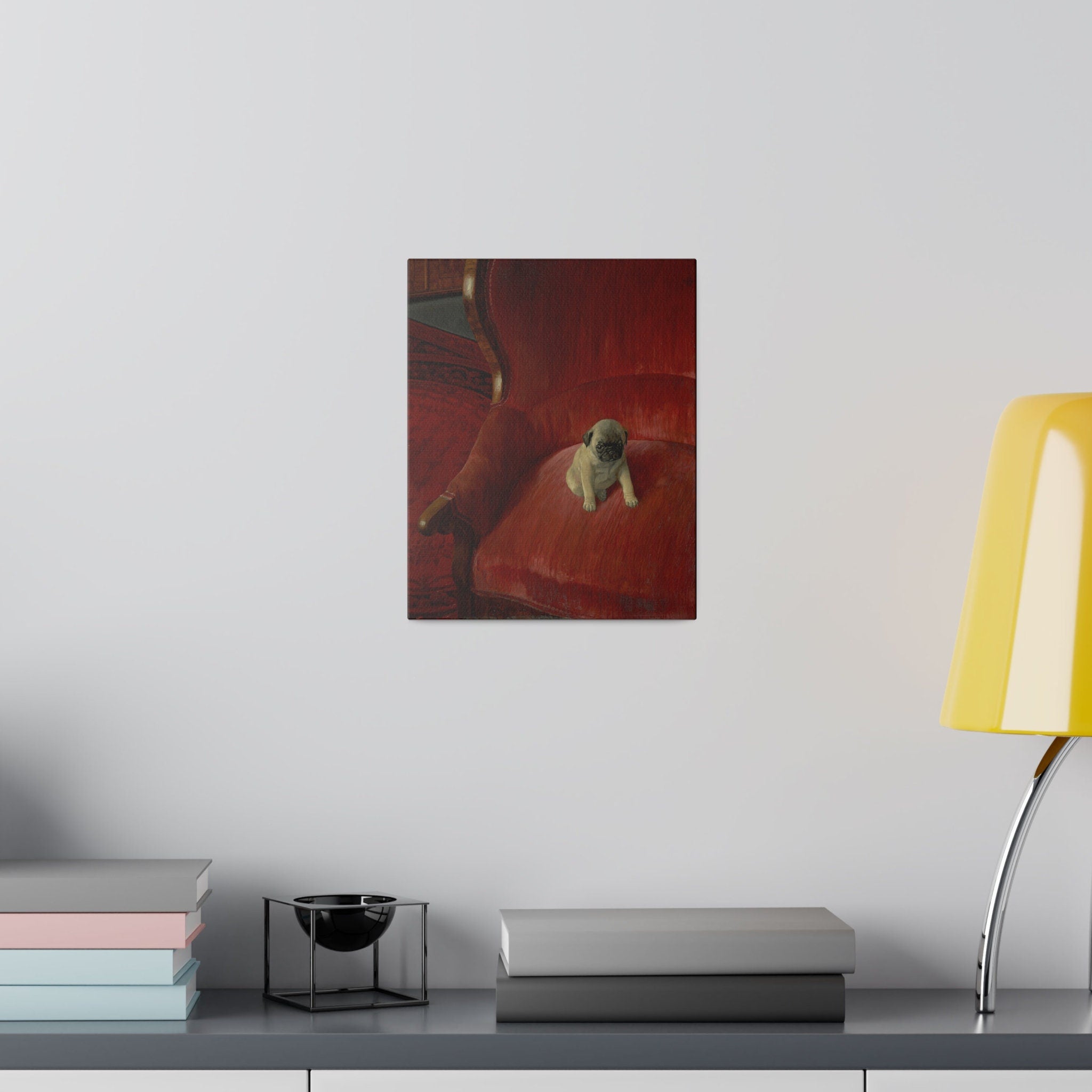 Thomas Heine Siegfried Canvas Print, French Bulldog on Red Chair, Jugendstil Inspired Canvas Art, Perfect Gift for Dog Lovers