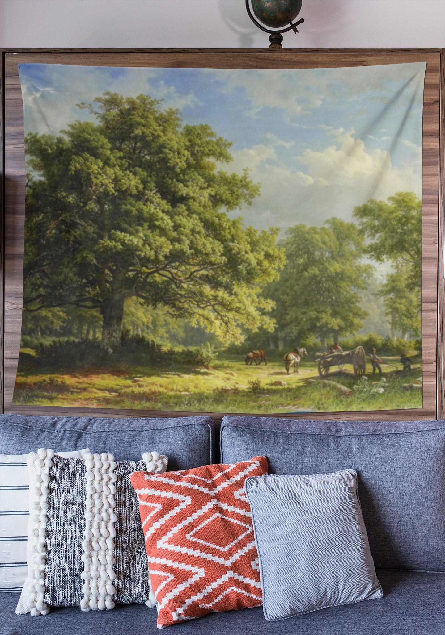 Landscape Tapestry, The Bentheim Forest by George Andries Roth, Lush Nature Wall Hanging, Vibrant Art Decor Gift