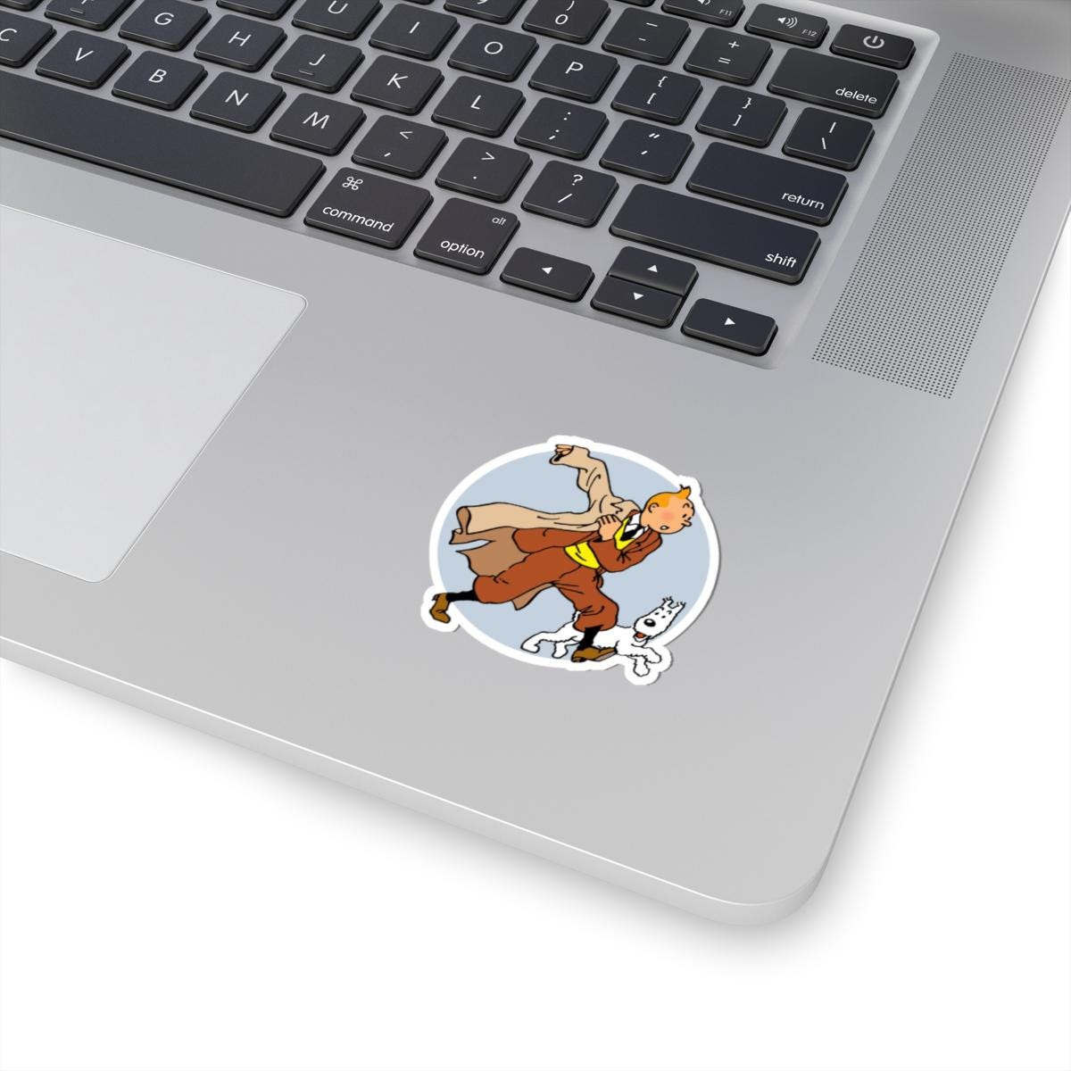 Adventures of Tintin Sticker, Retro Nostalgic Vibe, Fans of Classic TV Series, Action Manga, Tintin and Snowy Dog Design