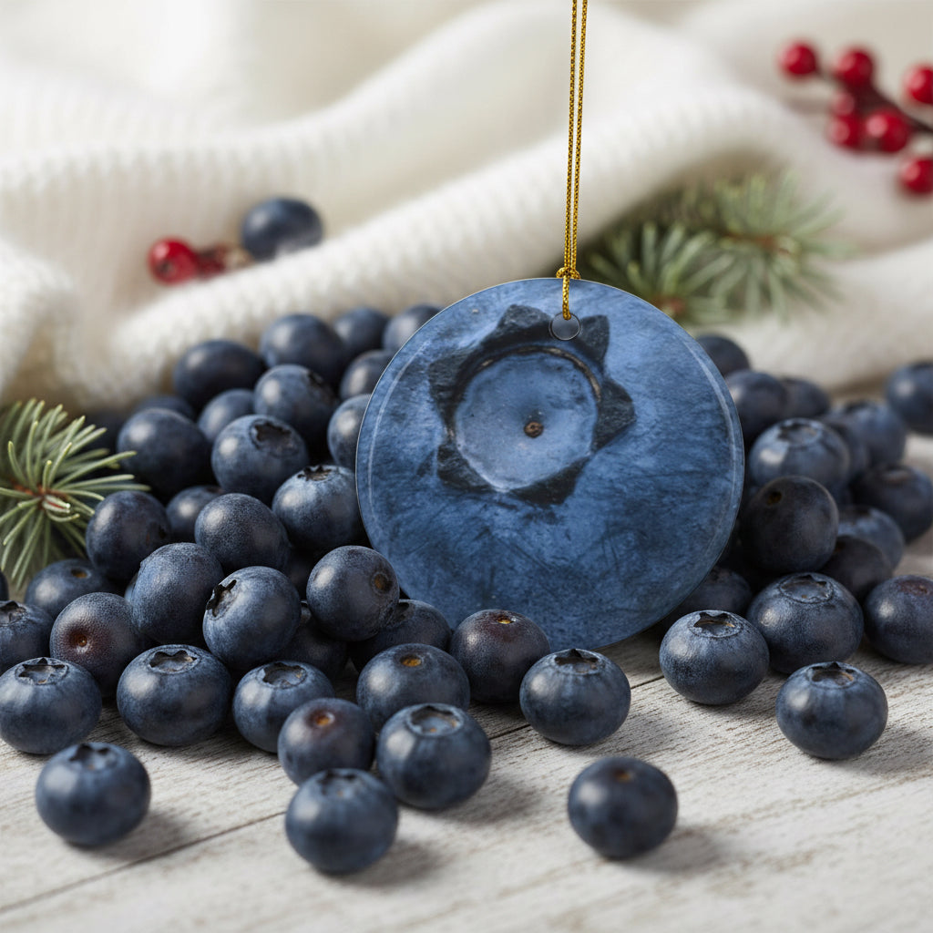 Blueberry Christmas Tree Ornament Ceramic Ornament | Double-Sided Holiday Decor | Flat Surface