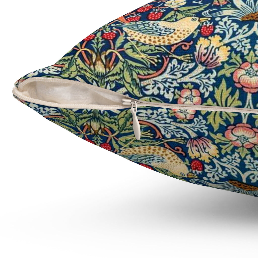 William Morris Strawberry Thief Pillow, Classic Arts and Crafts Design, Decorative Double Sided Cushion