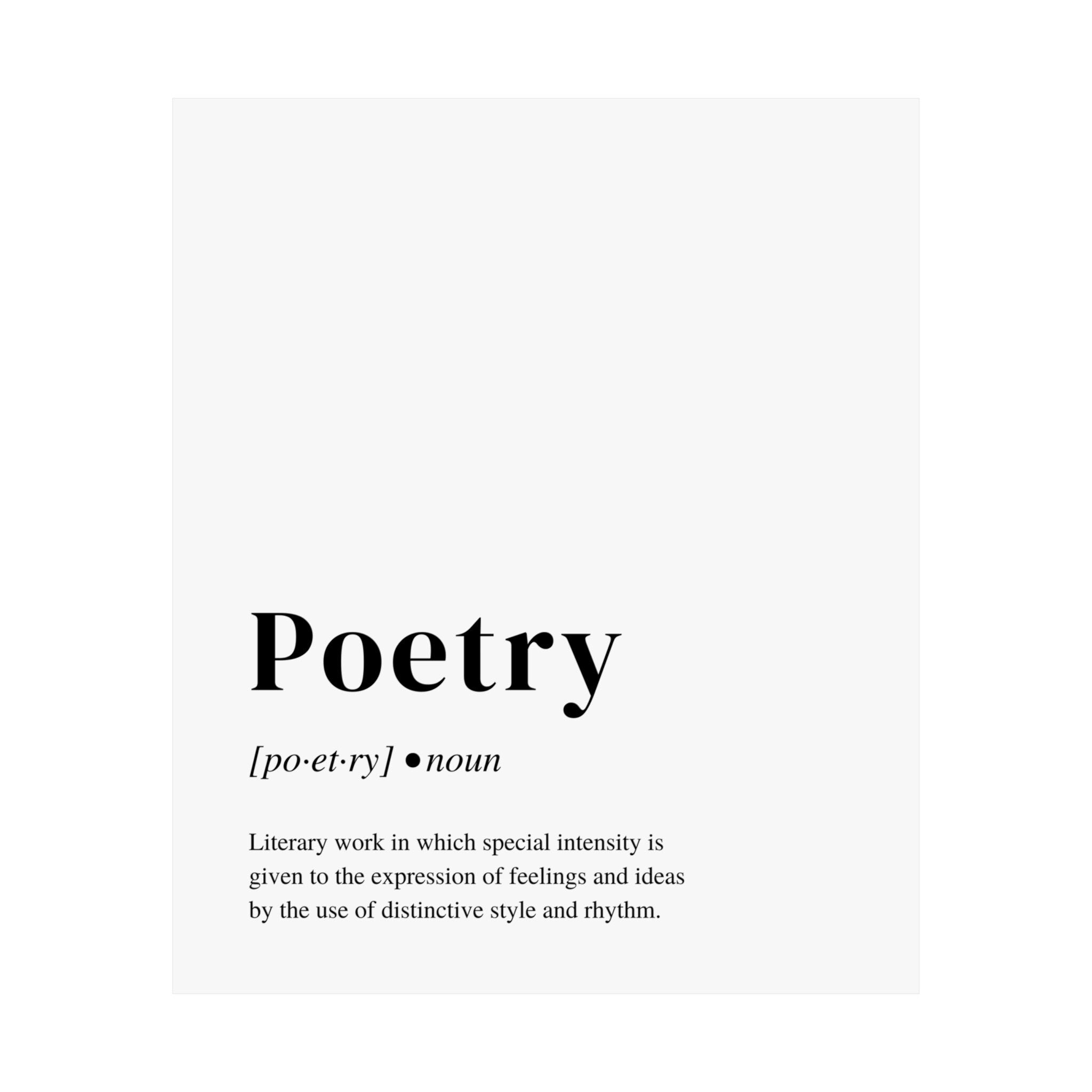 Poetry Definition Poster, Perfect Art Print Gift for Poets and Poetry Lovers