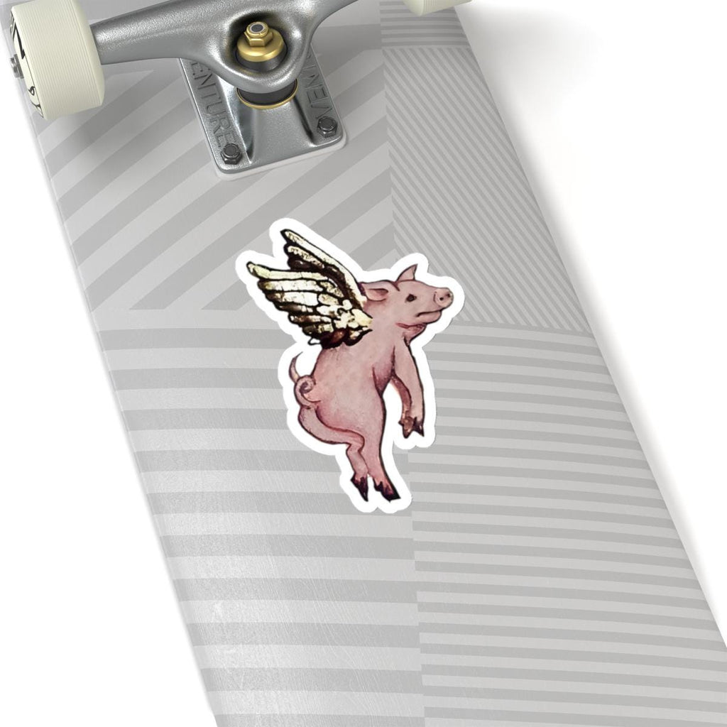 Medieval Flying Pig Vinyl Sticker | Fantasy Art Decal for Laptop, Water Bottle & Journal