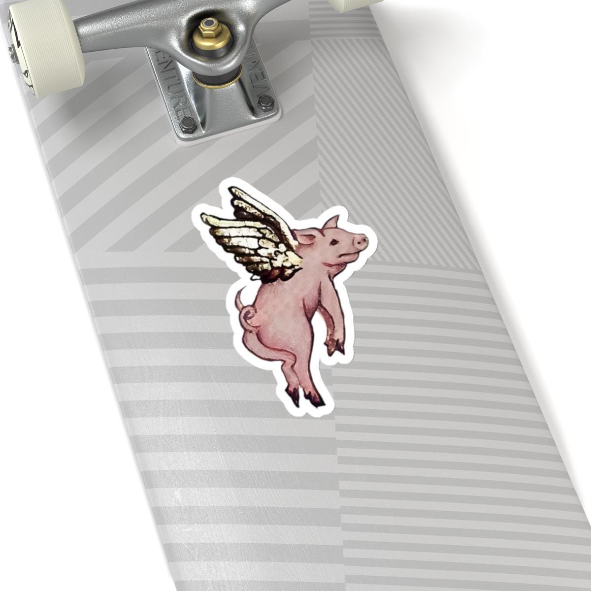 Medieval Flying Pig Vinyl Sticker | Fantasy Art Decal for Laptop, Water Bottle & Journal