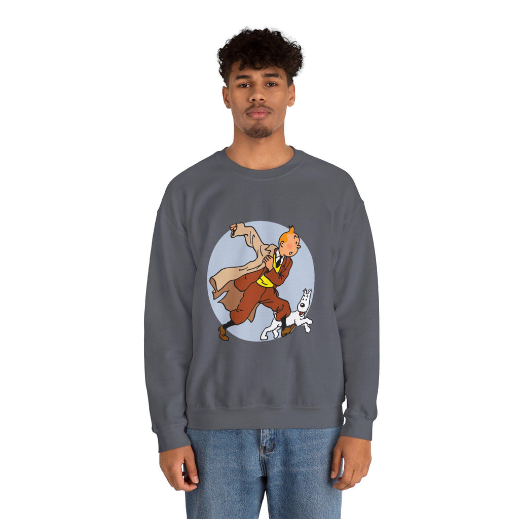 The Adventures of Tintin Crewneck Sweatshirt, Eco-Friendly Animation Attire, Childhood Nostalgia Gift, Sustainable Jumper, Multiple Colors