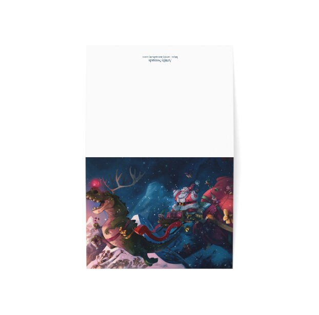 Funny Christmas Card with Santa Riding Dinosaur - Holiday Greeting Card, Perfect for Christmas and New Year Celebrations, with an envelope
