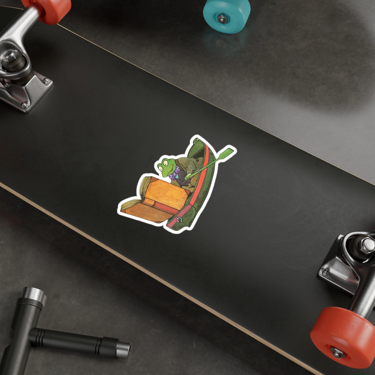 Vintage Frog Reading Sticker, Kiss Cut Vinyl Decal, Perfect for Laptops and Water Bottles, Gift for Book Lovers